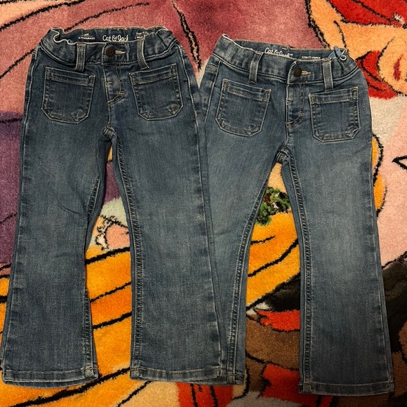 Cat & Jack Blue Jeans with Straight Leg Cut and Contrast Stitching - Picture 1 of 2